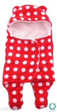 BRANDONN New born Hooded Supersoft Wearable Wrapper Sleeping Bag Cum Baby Blanket For Babies (76 cm x 70cm, 0-6 Months) - 76cm x70cm x,0-6 Months, Red, Fleece, New Born Baby, Pack Of :1